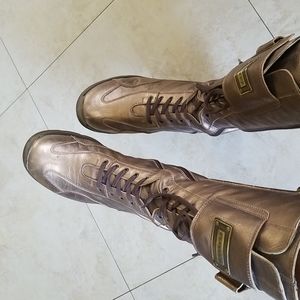 Cesare Paciotti Metallic Leather Stringup Sneaker Boots Size 7 - 7.5